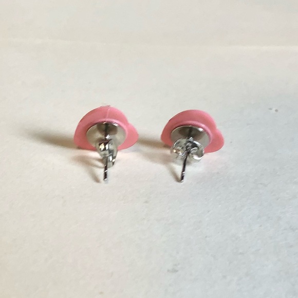 2/$14 Pink Heart Button Stud Earrings - Picture 2 of 4